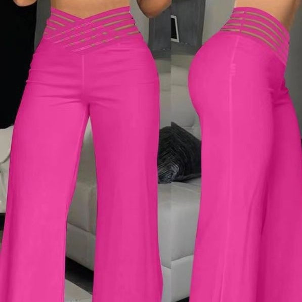 ✨👖Casual byxor med hög midja och vida ben för kvinnor💖