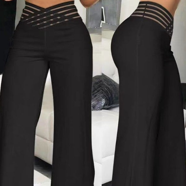 ✨👖Casual byxor med hög midja och vida ben för kvinnor💖