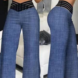 ✨👖Casual byxor med hög midja och vida ben för kvinnor💖