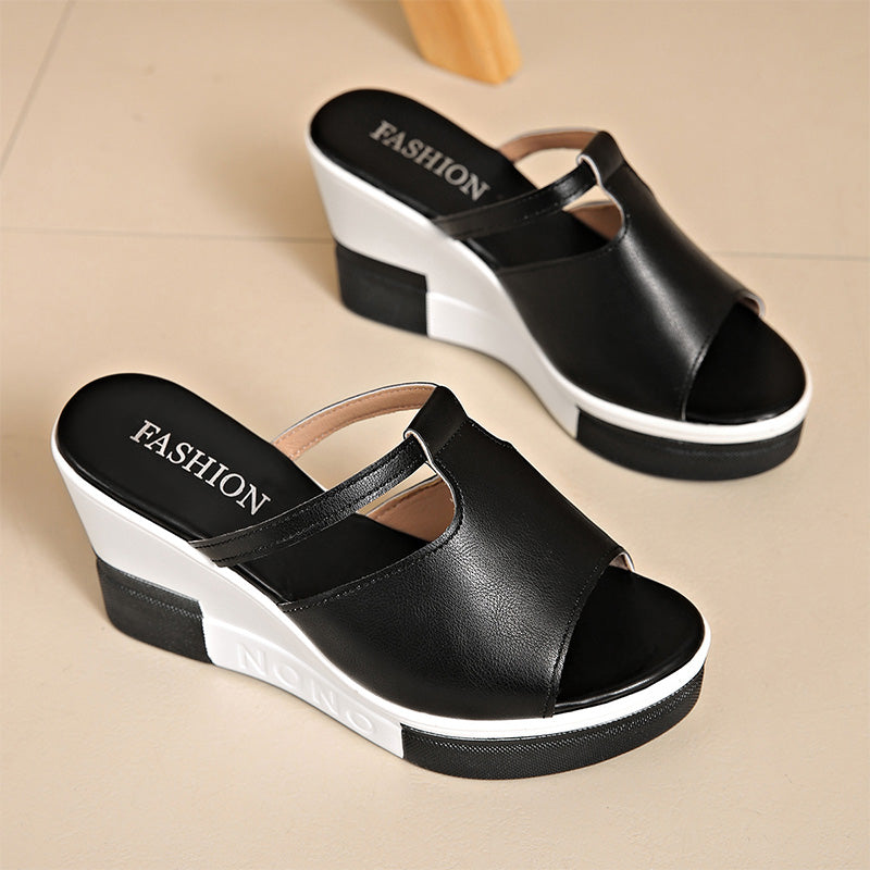 👡☀️Eleganta damsandaler med kilklack och platå