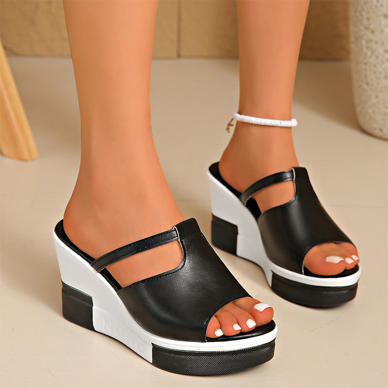 👡☀️Eleganta damsandaler med kilklack och platå