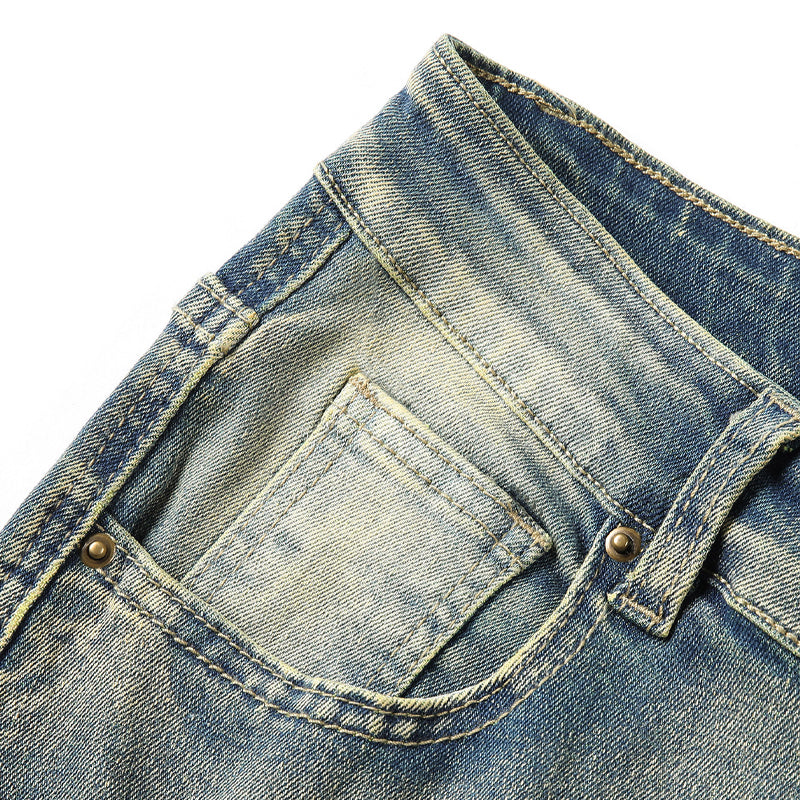 👖 50 % RABATT! ✨ Klassiska stretchjeans med utsvängda ben för herrar – vintage-tvätt och patchwork-detaljer – högkvalitativ denim, perfekt för smart casual-stil – bekväma och snygga 🔥