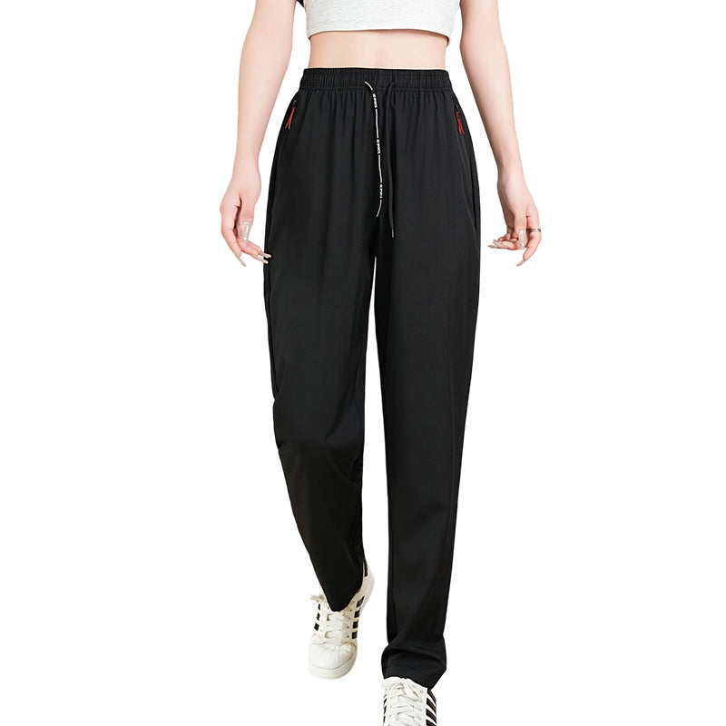 ☀️ Dam casual träningsbyxor – hög midja, lätt tyg & avslappnad passform, perfekta för vardag, resa & lata dagar 🧘‍♀️