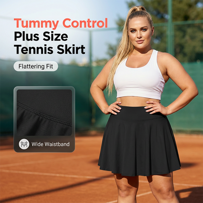 🌸 40 % RABATT NU! 🌸Dam Hög Midja Plus Size Tenniskjol med Fickor