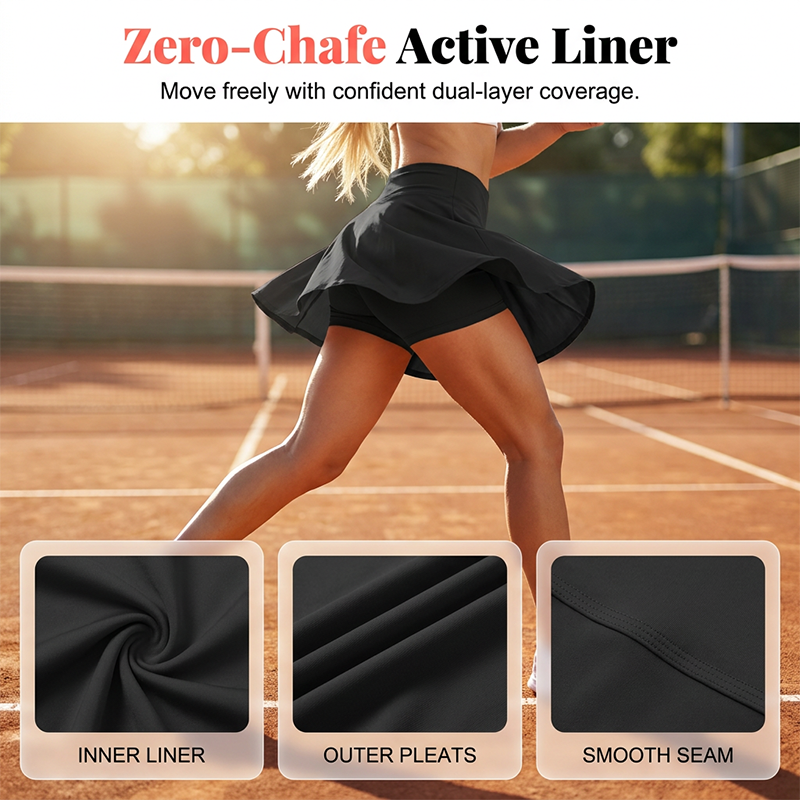 🌸 40 % RABATT NU! 🌸Dam Hög Midja Plus Size Tenniskjol med Fickor