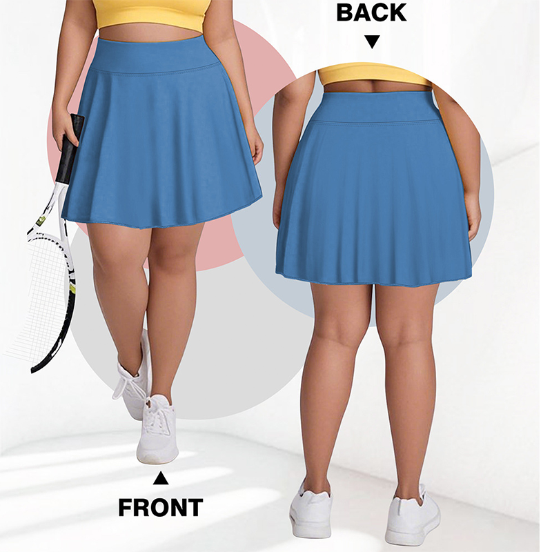 🌸 40 % RABATT NU! 🌸Dam Hög Midja Plus Size Tenniskjol med Fickor