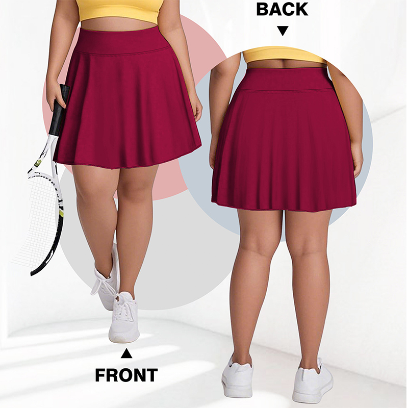 🌸 40 % RABATT NU! 🌸Dam Hög Midja Plus Size Tenniskjol med Fickor