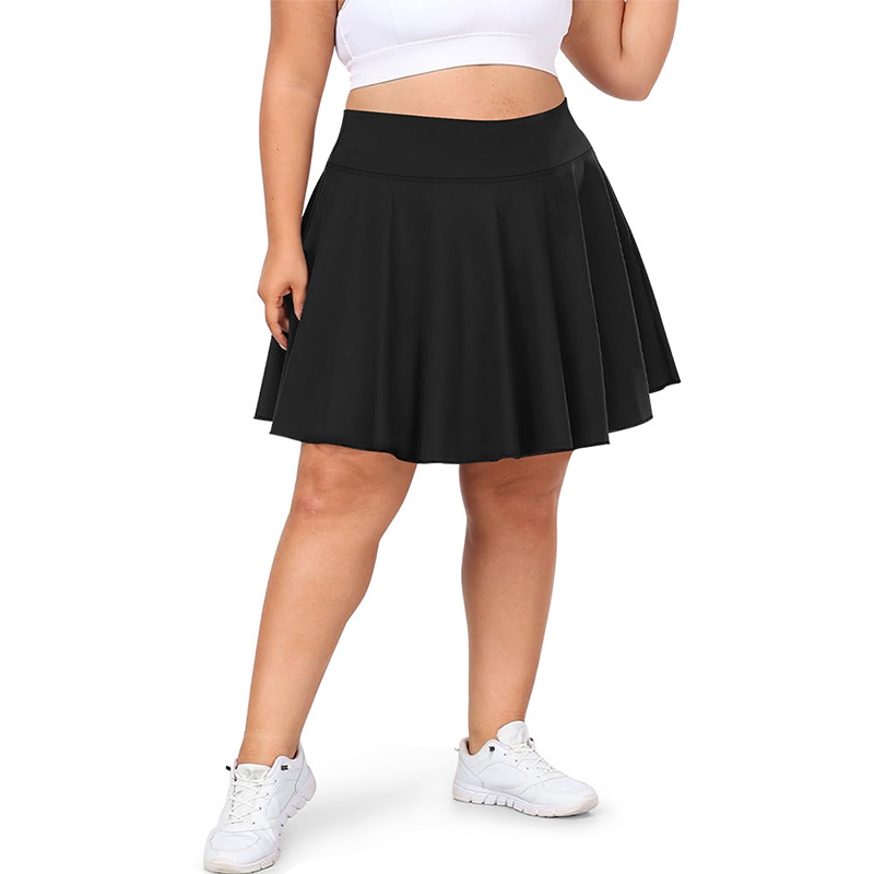 🌸 40 % RABATT NU! 🌸Dam Hög Midja Plus Size Tenniskjol med Fickor