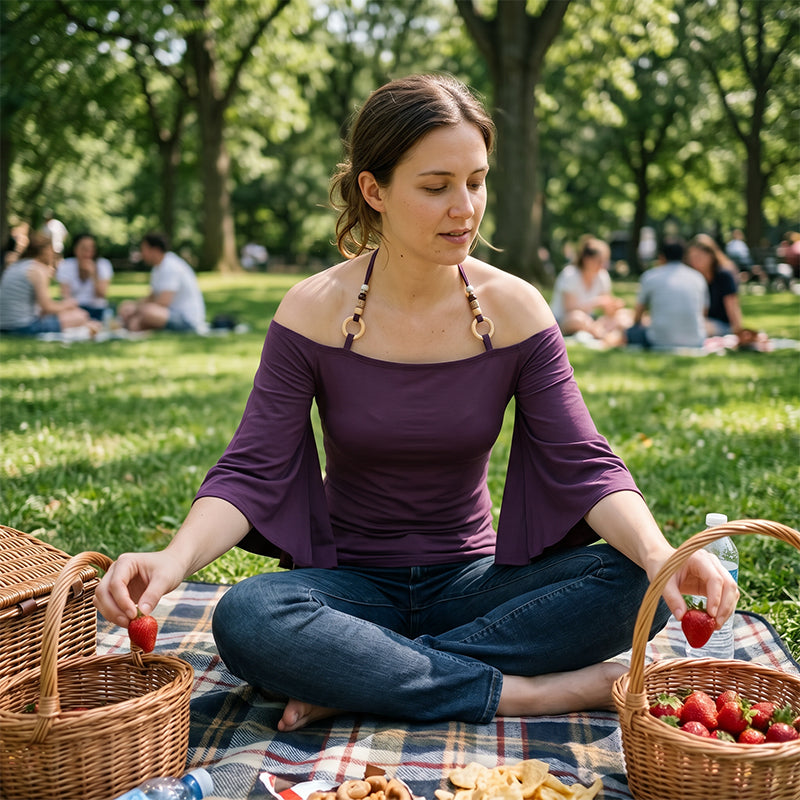 Damtopp med Off-Shoulder Halterneck