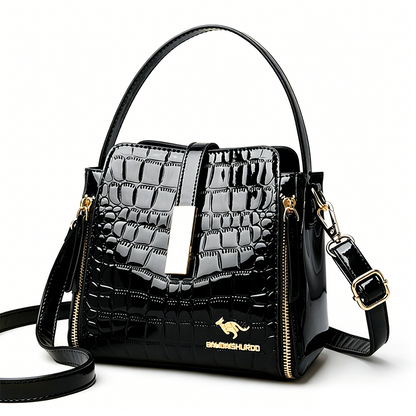 Glossy Crocodile Pattern Women's Handbag