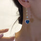 💙 Ideal Gift - Exquisite Blue Heart Synthetic Gemstone Threader Earrings 🌿