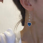 💙 Ideal Gift - Exquisite Blue Heart Synthetic Gemstone Threader Earrings 🌿