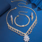 Elegant Lotus Rhinestone Jewelry Set