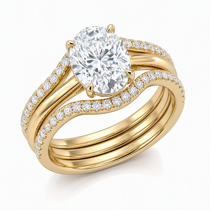 14K Gold Plated Copper Ring with Sparkly 5A Oval Cubic Zirconia