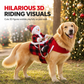 Red Pet Dog Christmas Costume Santa Claus Riding Outfit with Adjustable Chest Strap