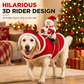 Red Pet Dog Christmas Costume Santa Claus Riding Outfit with Adjustable Chest Strap