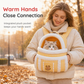 Fleece Lined Pet Carrier Backpack Soft Warm Cat Front Carrier Bag with Hand Warmer Pocket for Autumn and Winter