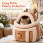 Fleece Lined Pet Carrier Backpack Soft Warm Cat Front Carrier Bag with Hand Warmer Pocket for Autumn and Winter