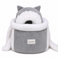 Fleece Lined Pet Carrier Backpack Soft Warm Cat Front Carrier Bag with Hand Warmer Pocket for Autumn and Winter