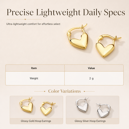 💕 50% OFF! ✨ Small Heart Hoop Earrings – Smooth finish & French minimalist style ✨