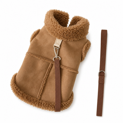 🐾 Cozy Suede Dog Harness Vest – Soft Warmth & Built-In Leash Rings for Chilly Walks ❄️❤️