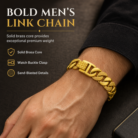 Mens Vietnamese Sand Gold with Watch Clasp Matte Sandblasted Finish Fashion Jewelry