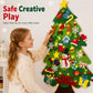 DIY Felt Christmas Tree Set for Kids Wall Hanging Toddler Christmas Craft with Detachable Ornaments and String Lights for Holiday Home Decoration