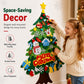 DIY Felt Christmas Tree Set for Kids Wall Hanging Toddler Christmas Craft with Detachable Ornaments and String Lights for Holiday Home Decoration