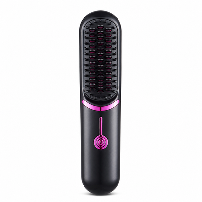 Portable USB Rechargeable 2-in-1 Hair Straightener and Curler Comb Volumizing Hair Styling Brush