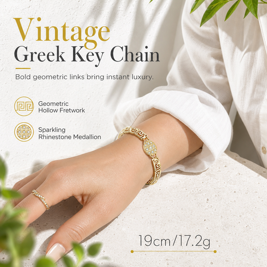 Retro Greek Key Rhinestone Jewelry for Women – Elegant Vintage-Inspired Statement Accessory