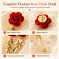 🌸 50% OFF NOW! 🌸Red Flocked Rose and Leaf Long Tassel Dangle Earrings for Women 1 Pair
