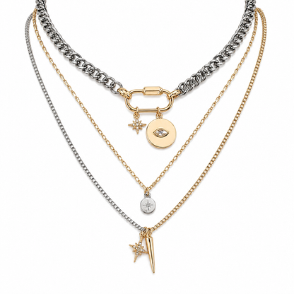 Women's Multilayer Statement Necklace with Bold Eye Design