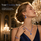 Women Teardrop Crystal Gemstone Jewelry Set with Stud Earrings and Ring