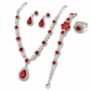 Women Teardrop Crystal Gemstone Jewelry Set with Stud Earrings and Ring