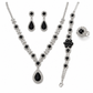 Women Teardrop Crystal Gemstone Jewelry Set with Stud Earrings and Ring