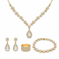 Women Teardrop Crystal Gemstone Jewelry Set with Stud Earrings and Ring