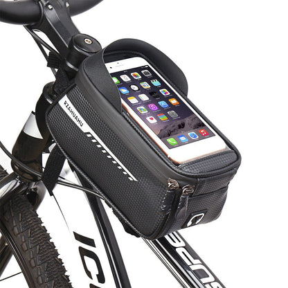 Waterproof Bicycle Front Frame Bag Top Tube Cycling Bag with Phone Holder for Mountain and Road Bikes